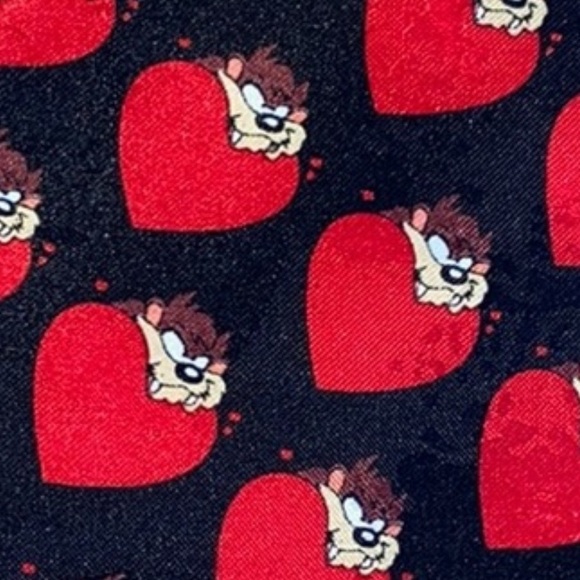 Vintage Taz Tasmanian Devil 1997 Looney Tunes Valentine’s Neck Tie Love Hearts - Picture 5 of 6